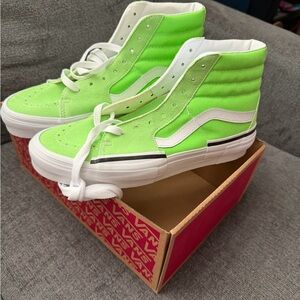 Vans Sk8-Hi Rearrange Green White Neon Sline Lime Green Mens 8.5 Womens 10 Suede